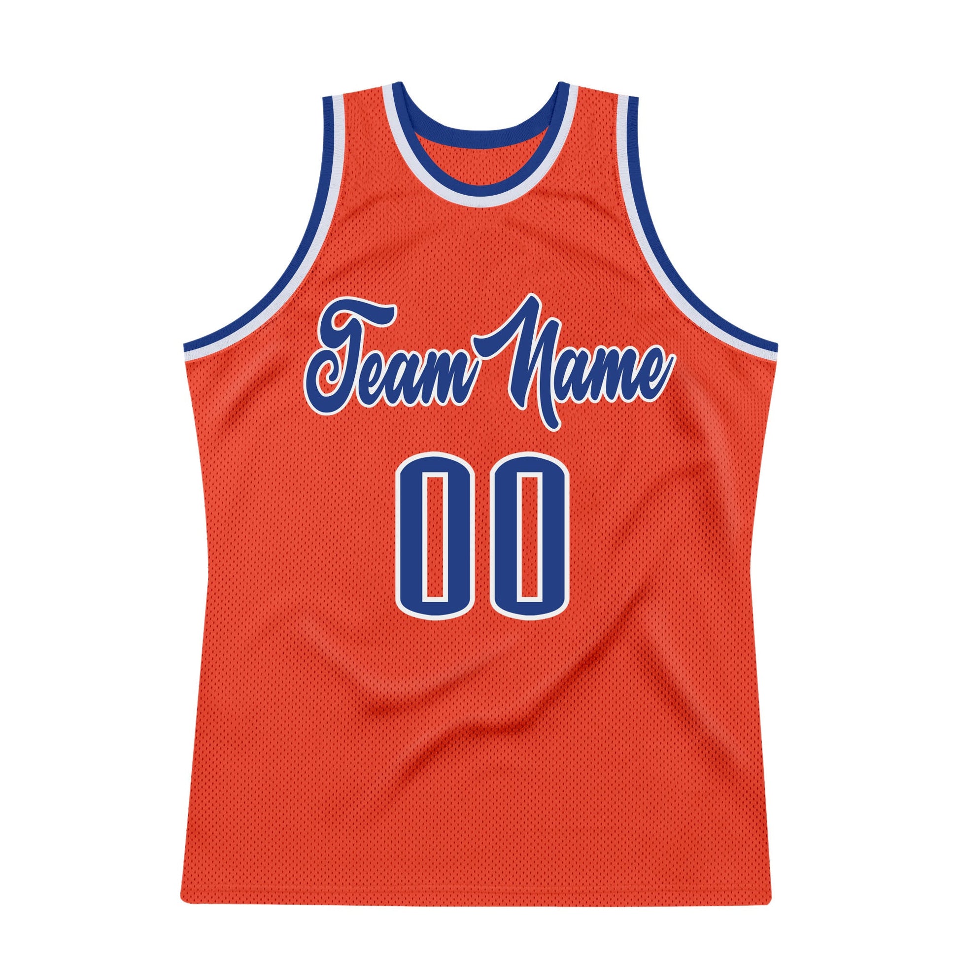 Custom Orange Royal-White Authentic Throwback Basketball Jersey view 7