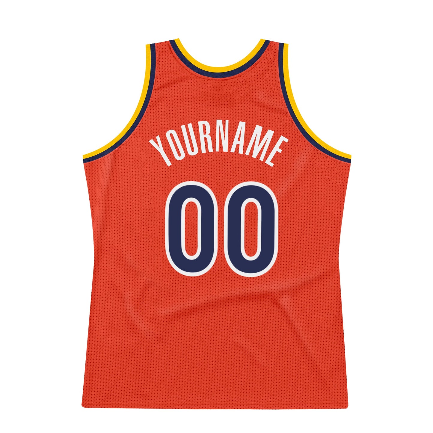Custom Orange Navy-Gold Authentic Throwback Basketball Jersey view 6