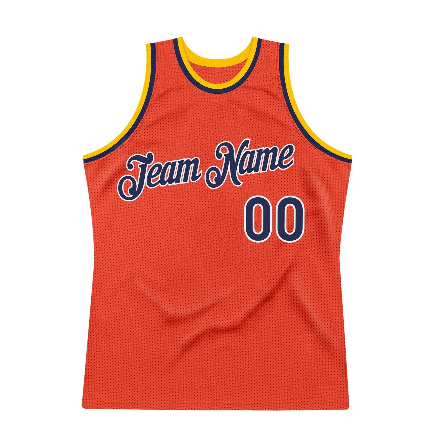 Custom Orange Navy-Gold Authentic Throwback Basketball Jersey view 7