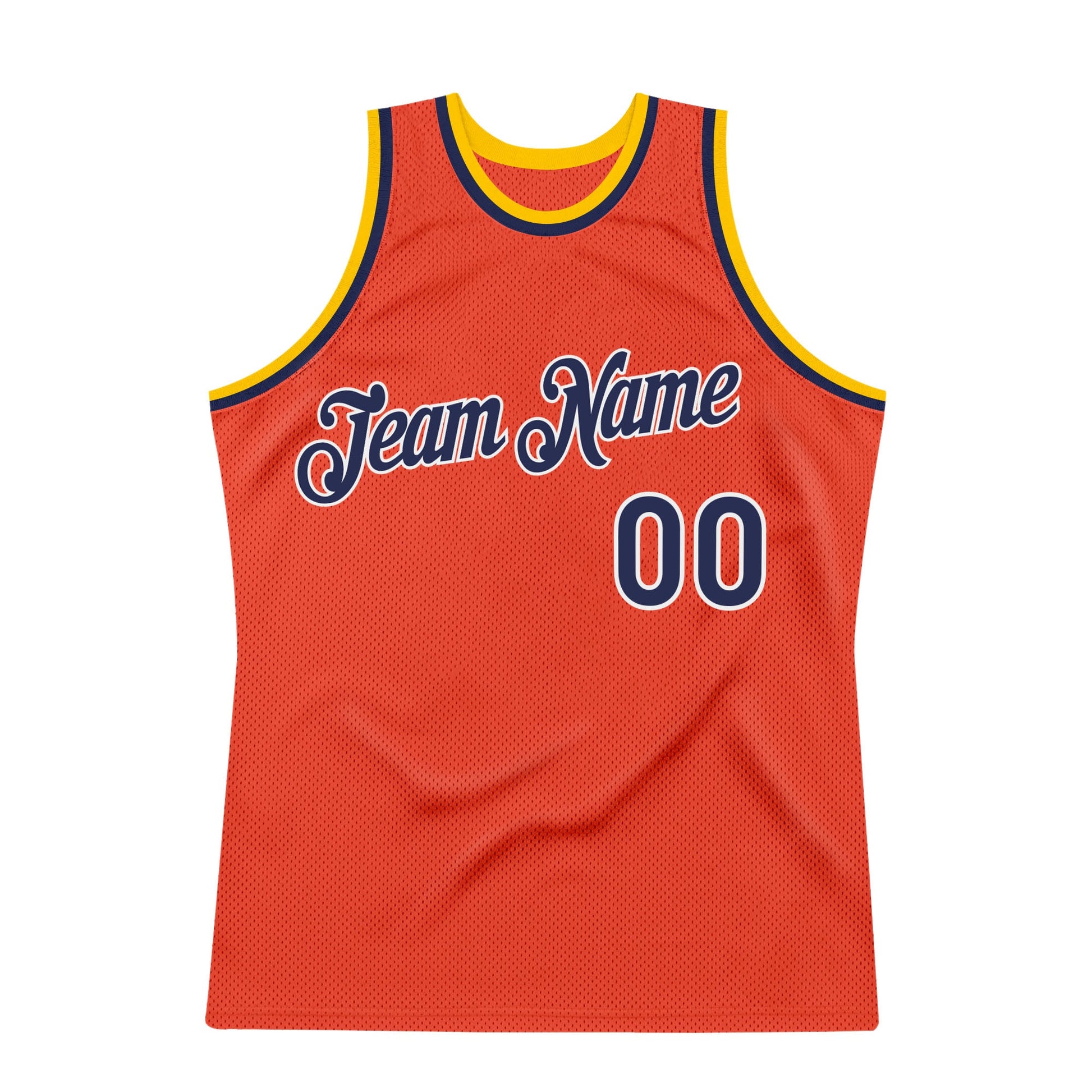 Custom Orange Navy-Gold Authentic Throwback Basketball Jersey view 7
