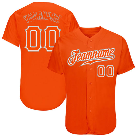 Custom Orange Orange-Gray Authentic Baseball Jersey - Main View