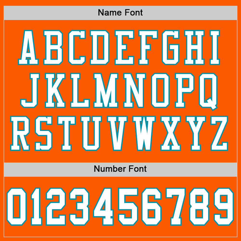 Custom Orange White-Teal Mesh Authentic Throwback Football Jersey view 4