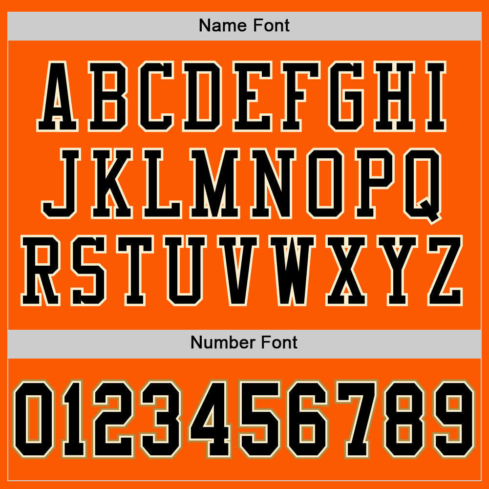 Custom Orange Black-Old Gold Mesh Authentic Throwback Football Jersey view 4