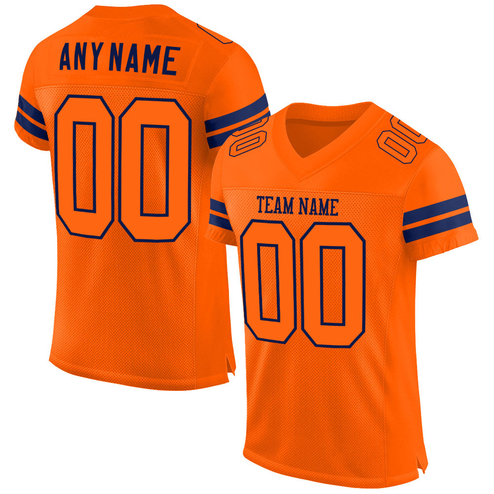 Custom Orange Orange-Navy Mesh Authentic Football Jersey - Main View