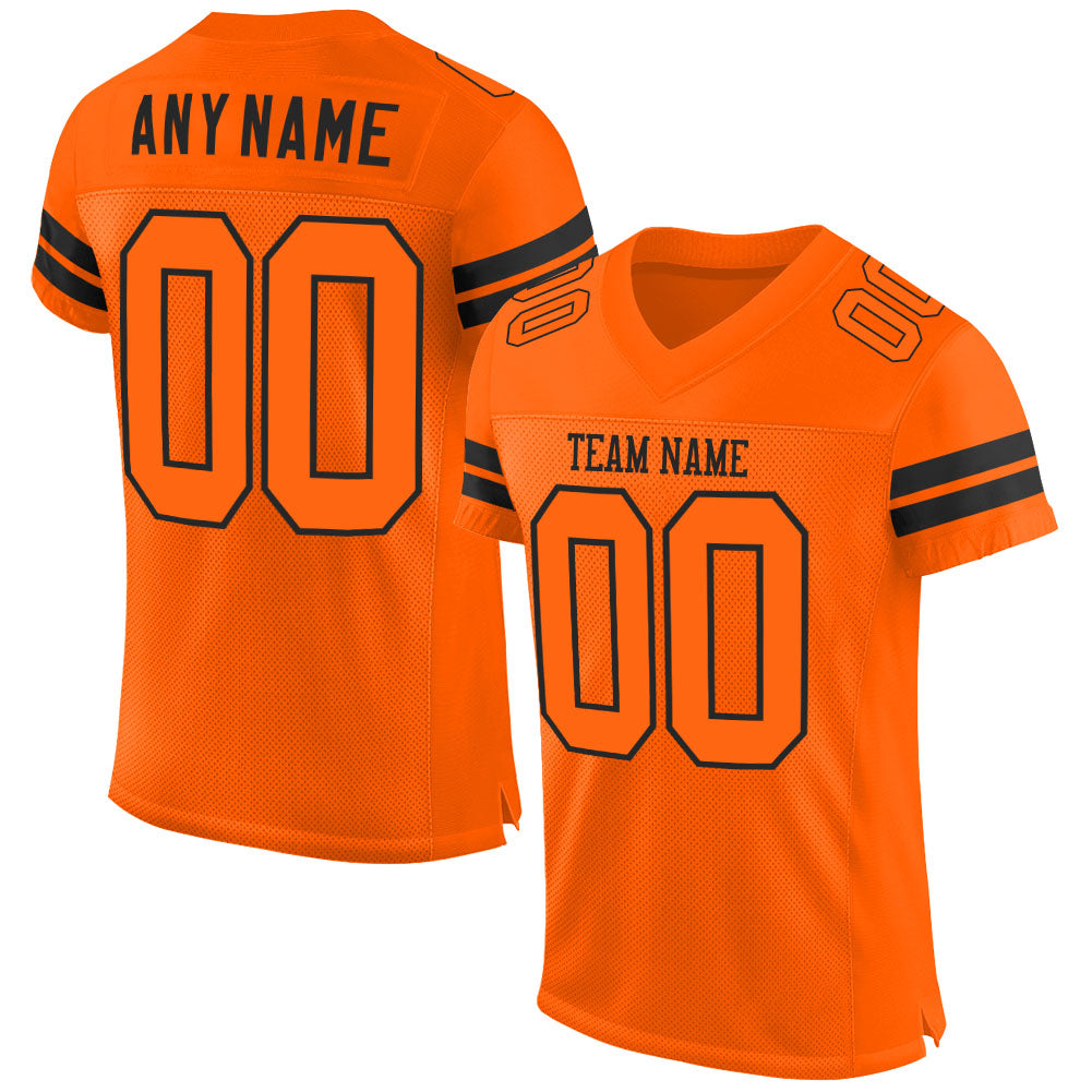 Custom Orange Orange-Black Mesh Authentic Football Jersey - Main View