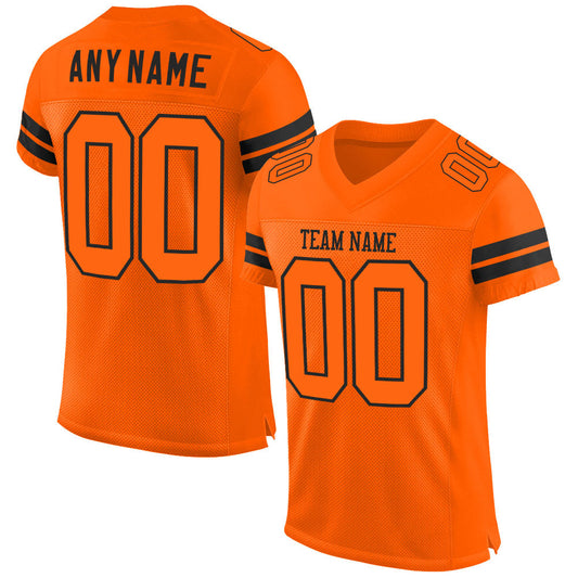 Custom Orange Orange-Black Mesh Authentic Football Jersey - Main View