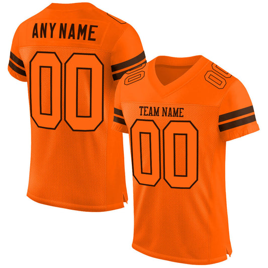 Custom Orange Orange-Brown Mesh Authentic Football Jersey - Main View