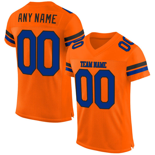 Custom Orange Royal-Black Mesh Authentic Football Jersey - Main View