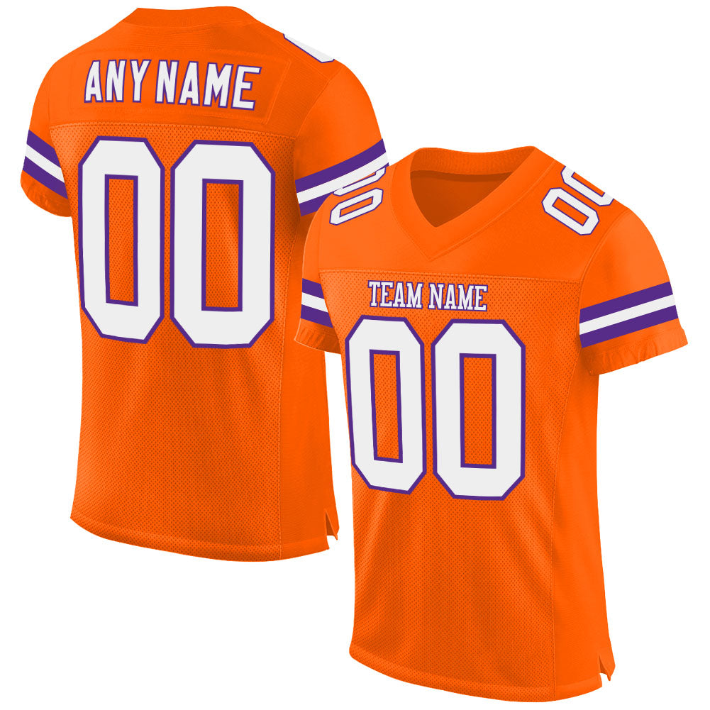 Custom Orange White-Purple Mesh Authentic Football Jersey - Main View