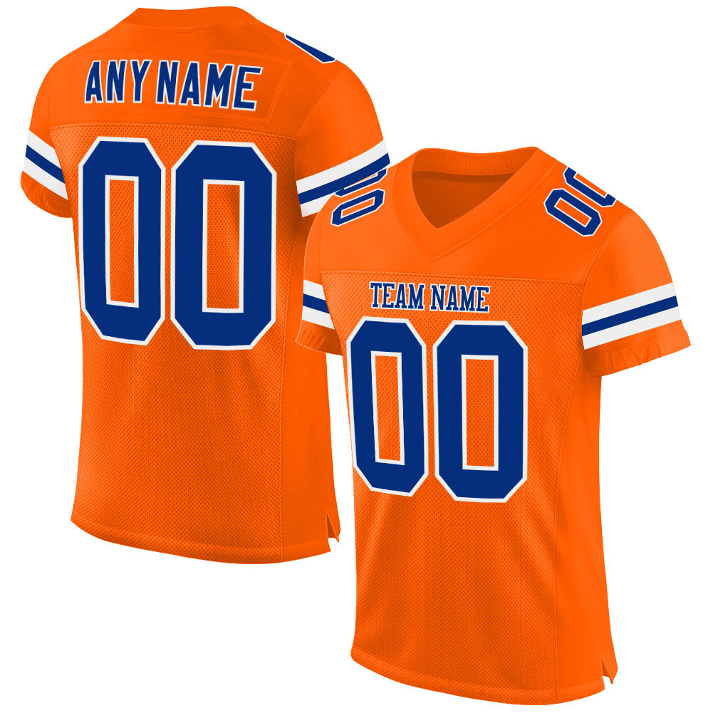 Custom Orange Royal-White Mesh Authentic Football Jersey - Main View