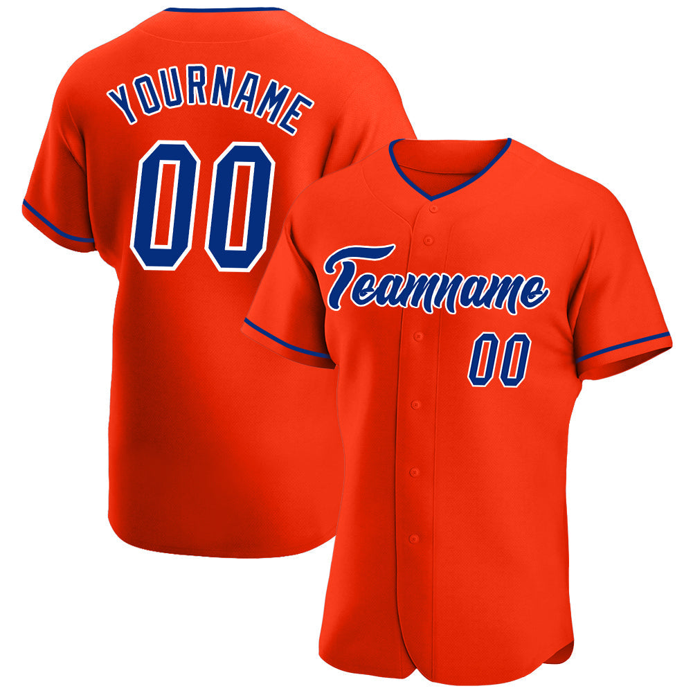 Custom Orange Royal-White Authentic Baseball Jersey - Main View