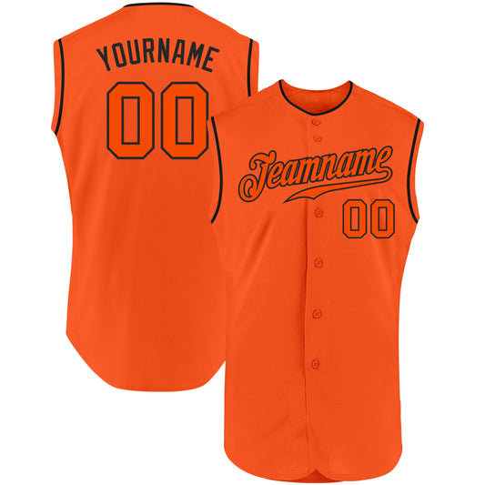 Custom Orange Orange-Black Authentic Sleeveless Baseball Jersey - Main View