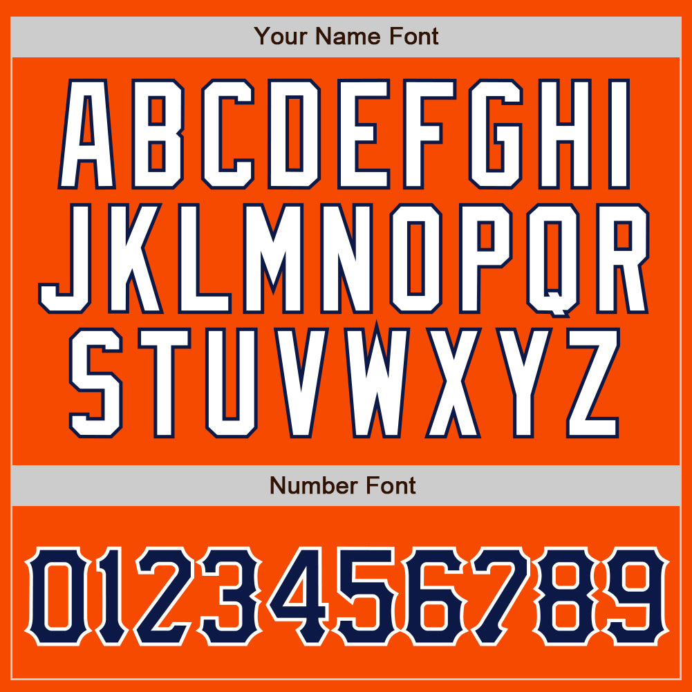 Custom Orange White Pinstripe Navy-White Authentic Baseball Jersey view 4