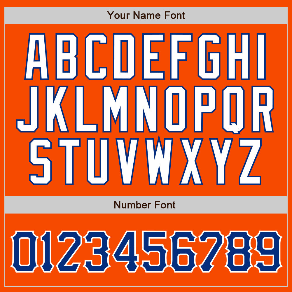 Custom Orange White Pinstripe Royal-White Authentic Baseball Jersey view 4