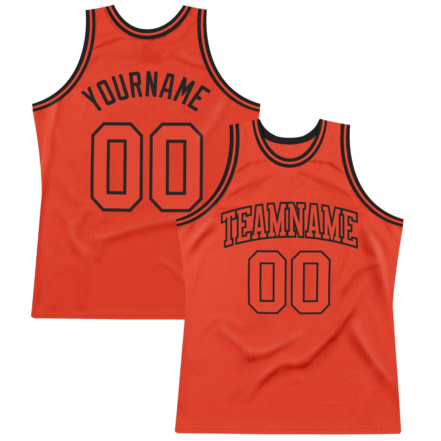 Custom Orange Orange-Black Authentic Throwback Basketball Jersey - Main View