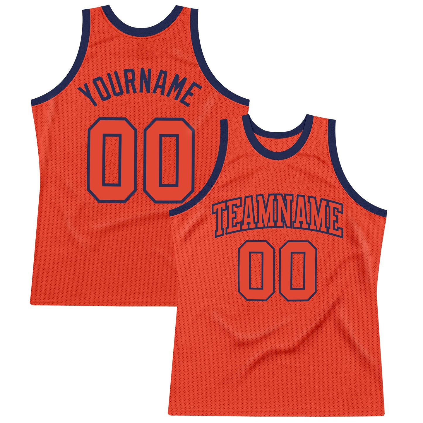 Custom Orange Orange-Navy Authentic Throwback Basketball Jersey - Main View