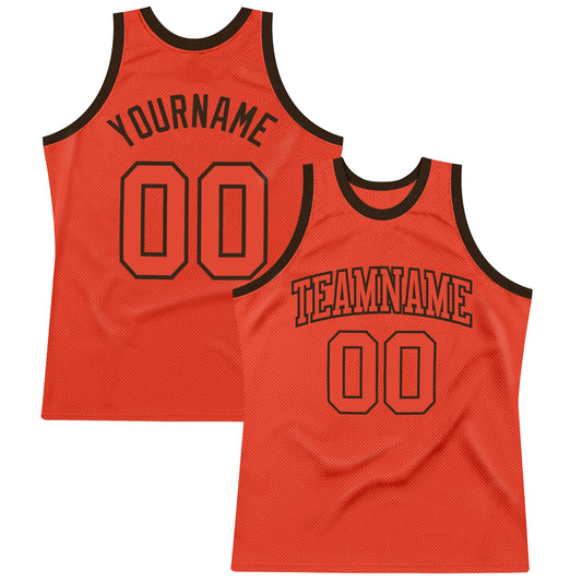 Custom Orange Orange-Brown Authentic Throwback Basketball Jersey - Main View
