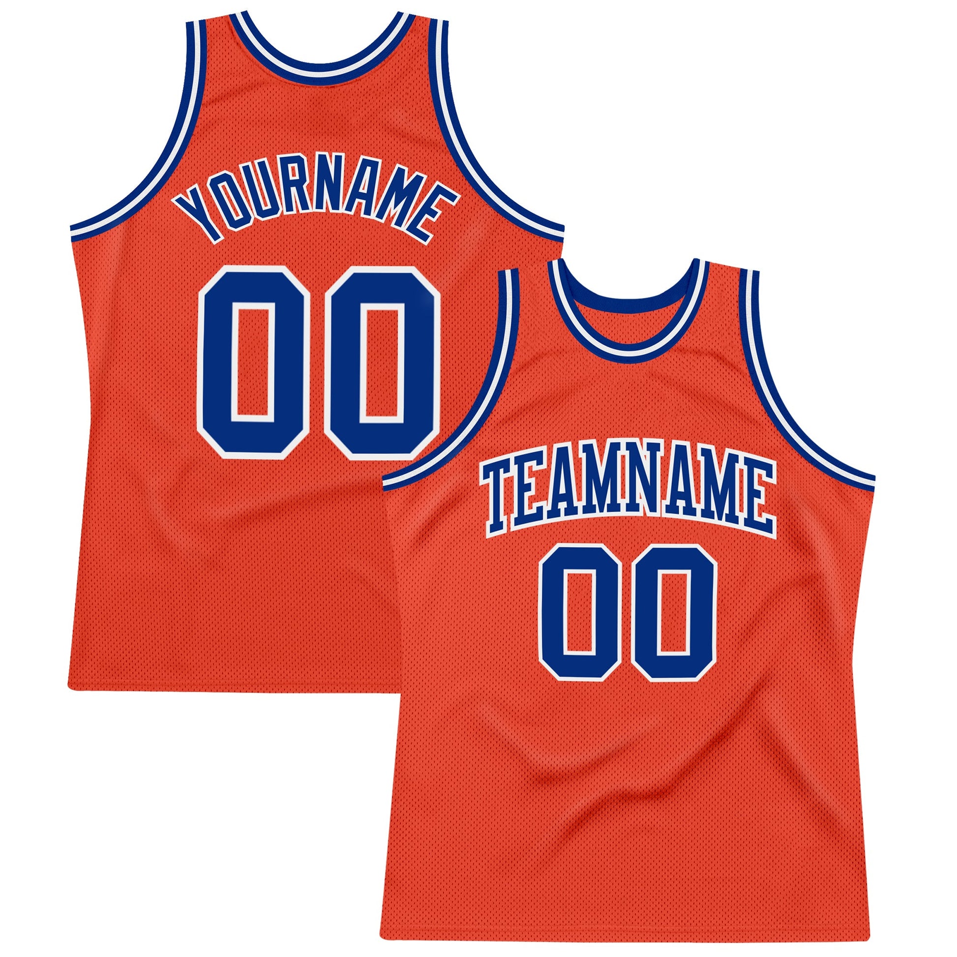 Custom Orange Royal-White Authentic Throwback Basketball Jersey - Main View
