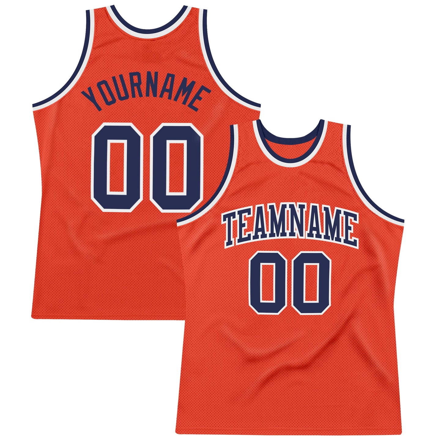 Custom Orange Navy-White Authentic Throwback Basketball Jersey - Main View