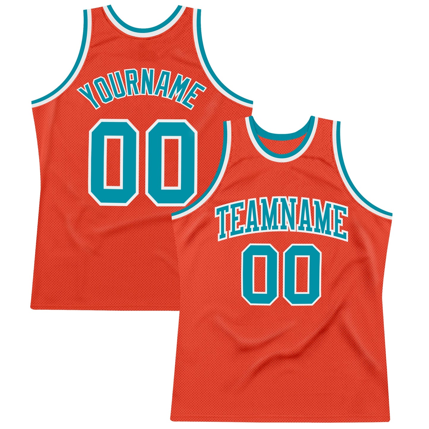 Custom Orange Teal-White Authentic Throwback Basketball Jersey - Main View