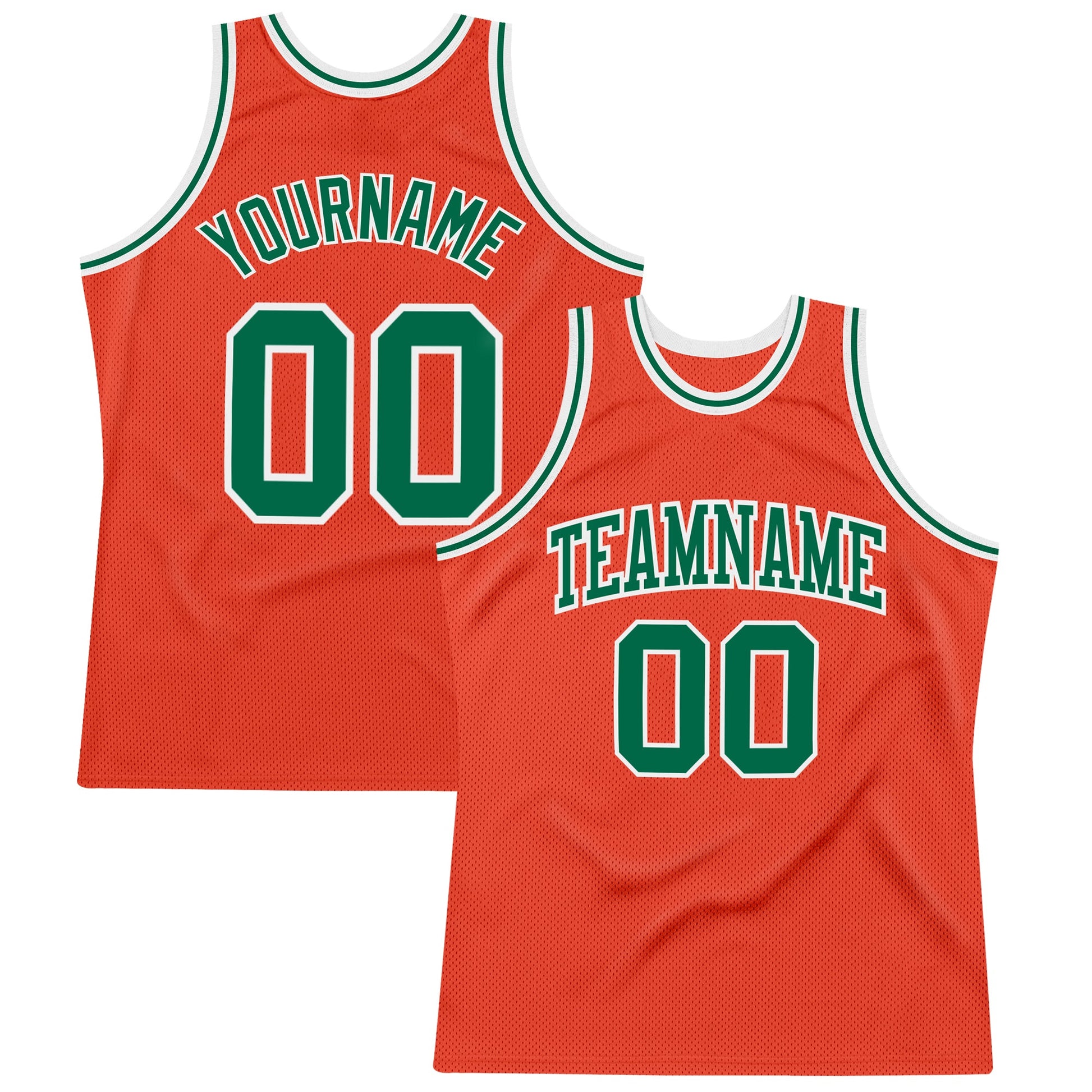 Custom Orange Kelly Green-White Authentic Throwback Basketball Jersey - Main View