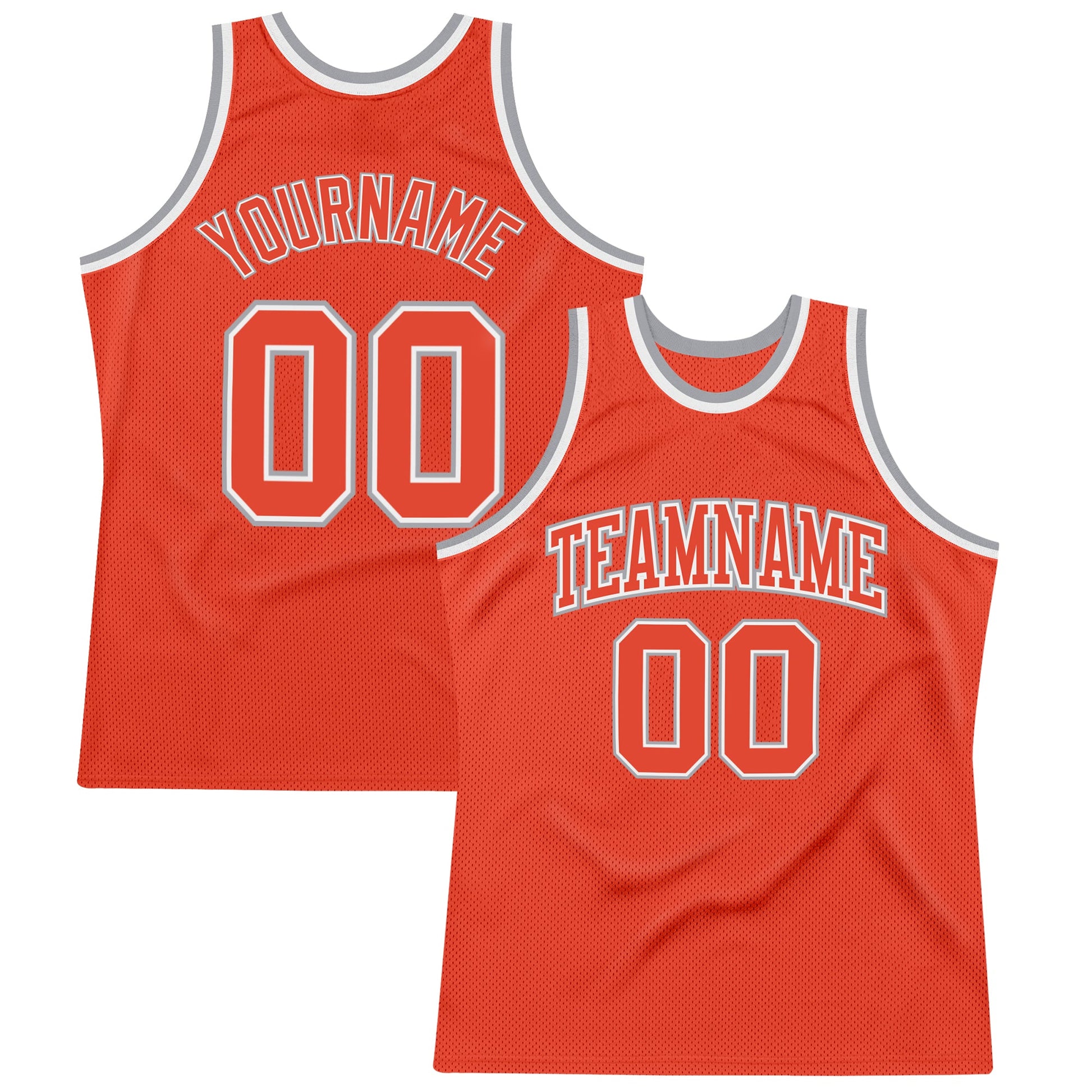Custom Orange Orange-Gray Authentic Throwback Basketball Jersey - Main View