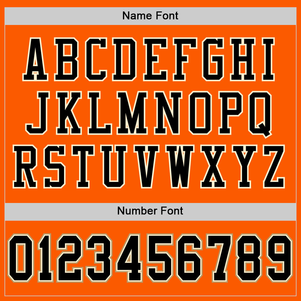 Custom Orange Black-Old Gold Mesh Authentic Throwback Football Jersey view 4