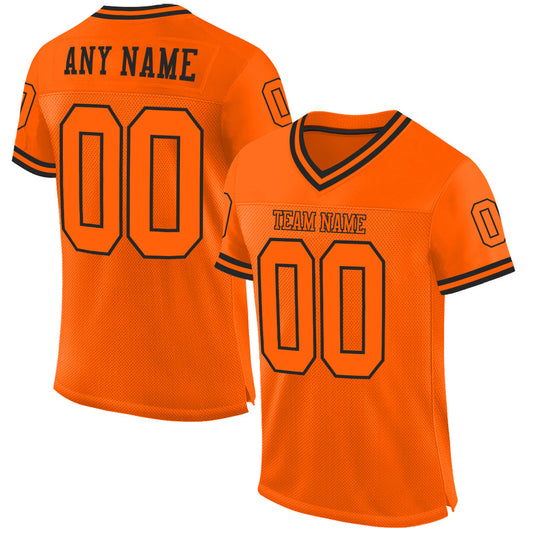 Custom Orange Orange-Black Mesh Authentic Throwback Football Jersey - Main View