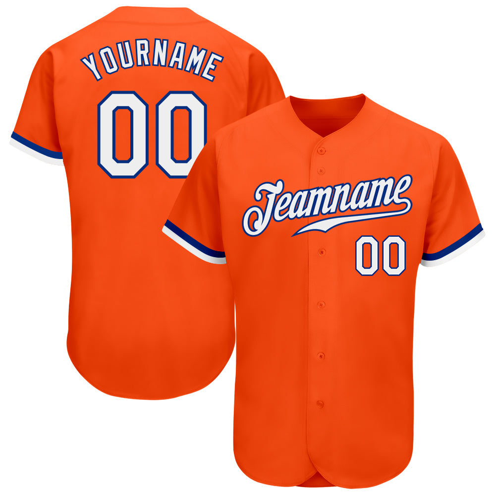 Custom Orange White-Royal Authentic Baseball Jersey - Main View