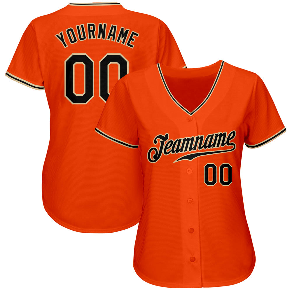Custom Orange Black-City Cream Authentic Baseball Jersey view 2