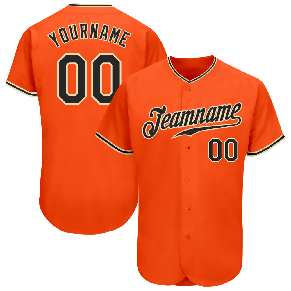 Custom Orange Black-City Cream Authentic Baseball Jersey - Main View
