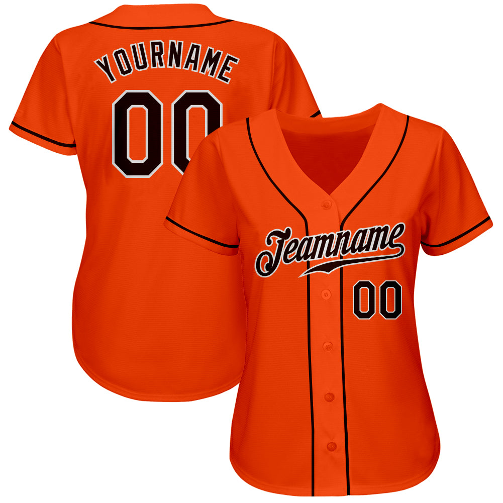Custom Orange Brown-White Authentic Baseball Jersey view 2