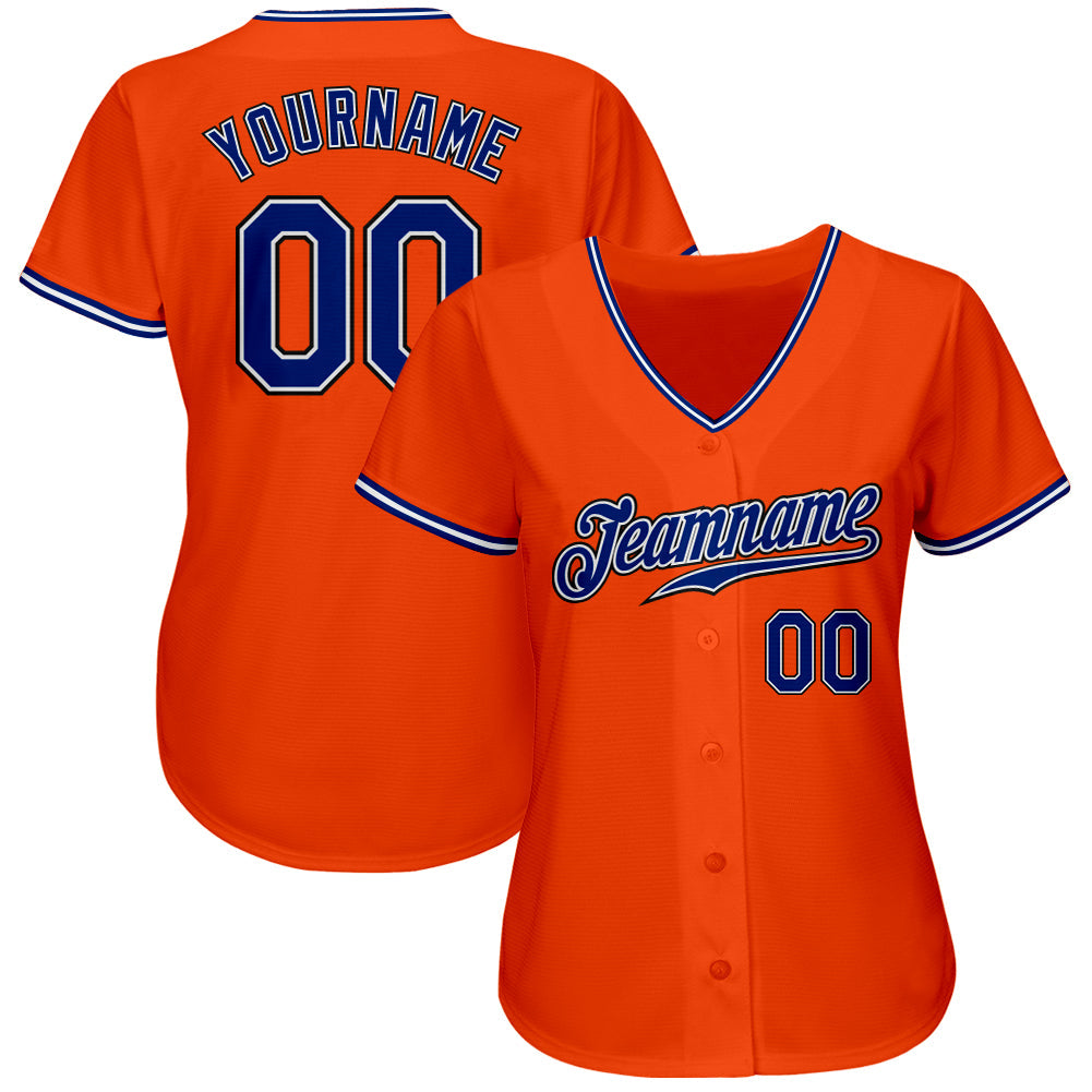 Custom Orange Royal-Black Authentic Baseball Jersey view 2