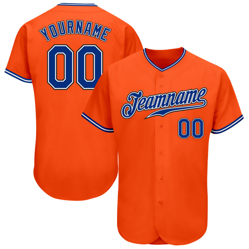 Custom Orange Royal-Black Authentic Baseball Jersey - Main View