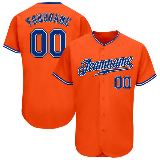 Custom Orange Royal-Black Authentic Baseball Jersey - Main View