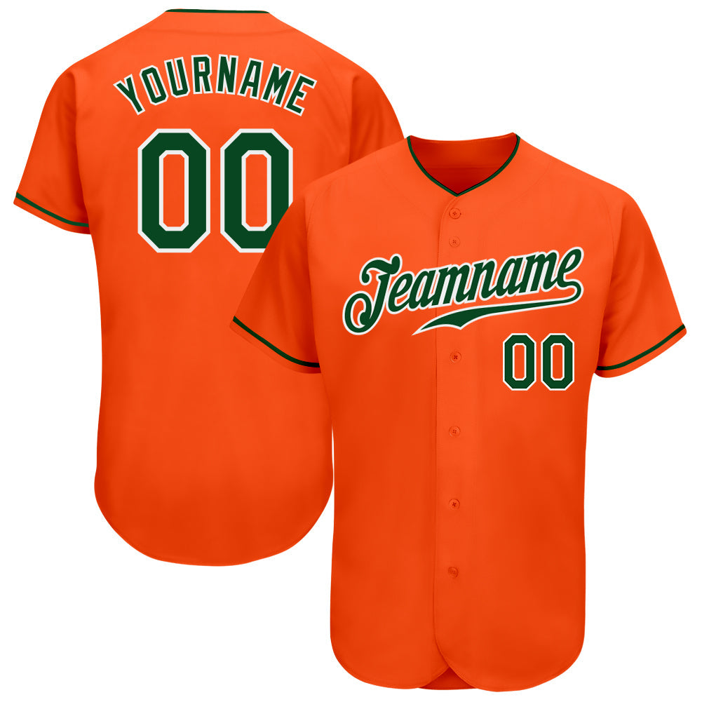 Custom Orange Green-White Authentic Baseball Jersey - Main View