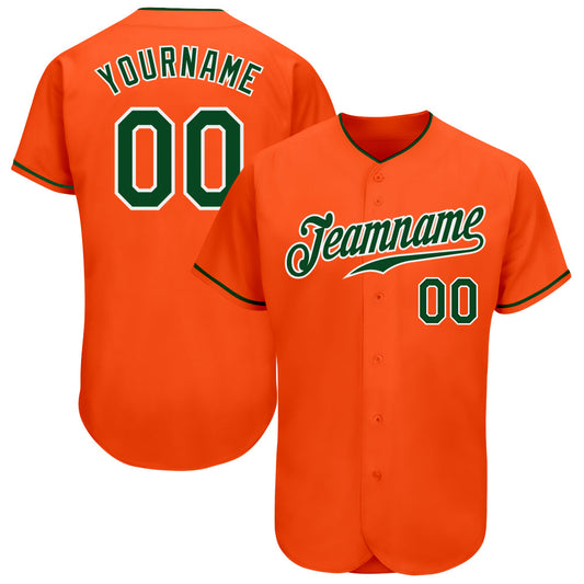 Custom Orange Green-White Authentic Baseball Jersey - Main View