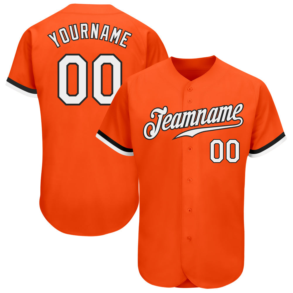 Custom Orange White-Black Authentic Baseball Jersey - Main View