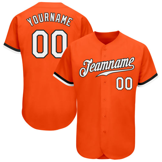 Custom Orange White-Black Authentic Baseball Jersey - Main View