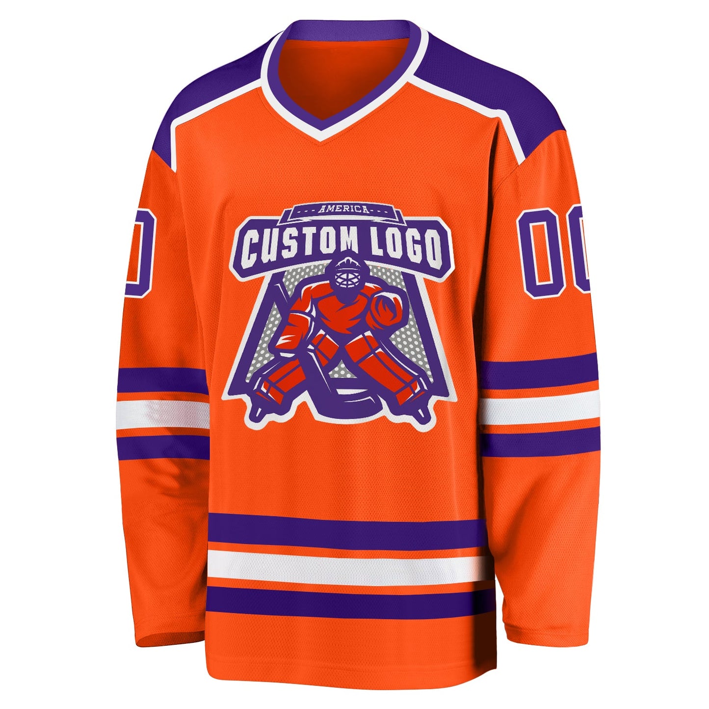 Custom Orange Purple-White Hockey Jersey view 2