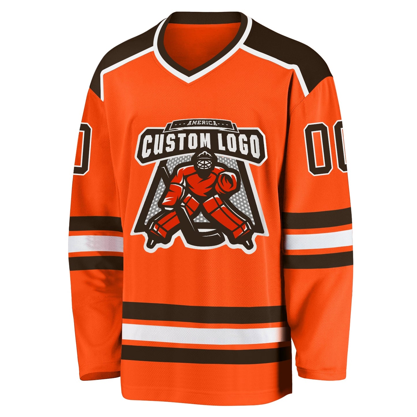 Custom Orange Brown-White Hockey Jersey view 2