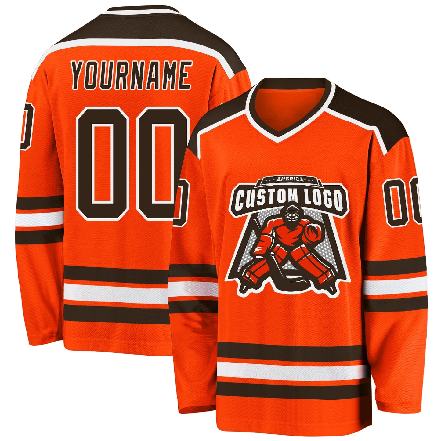 Custom Orange Brown-White Hockey Jersey - Main View