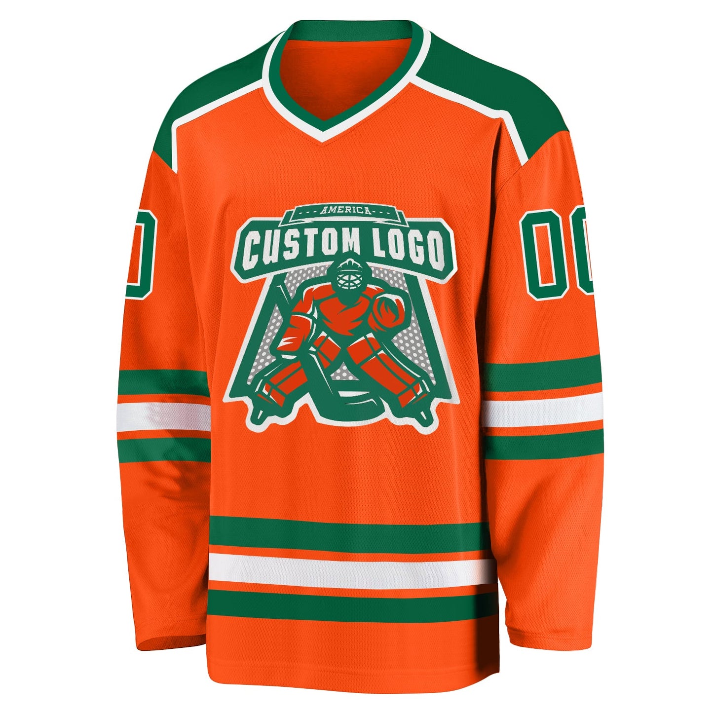 Custom Orange Kelly Green-White Hockey Jersey view 2