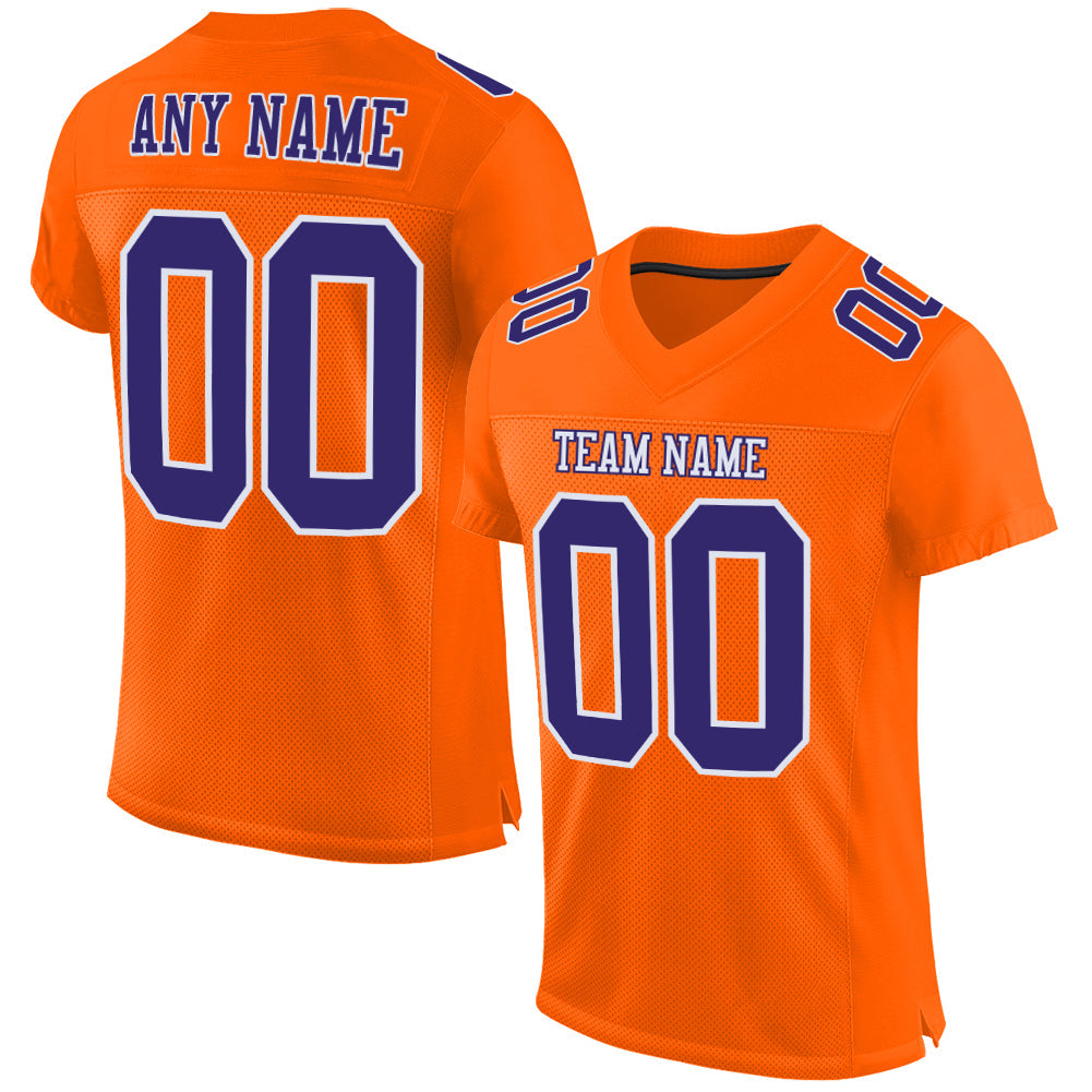 Custom Orange Purple-White Mesh Authentic Football Jersey - Main View