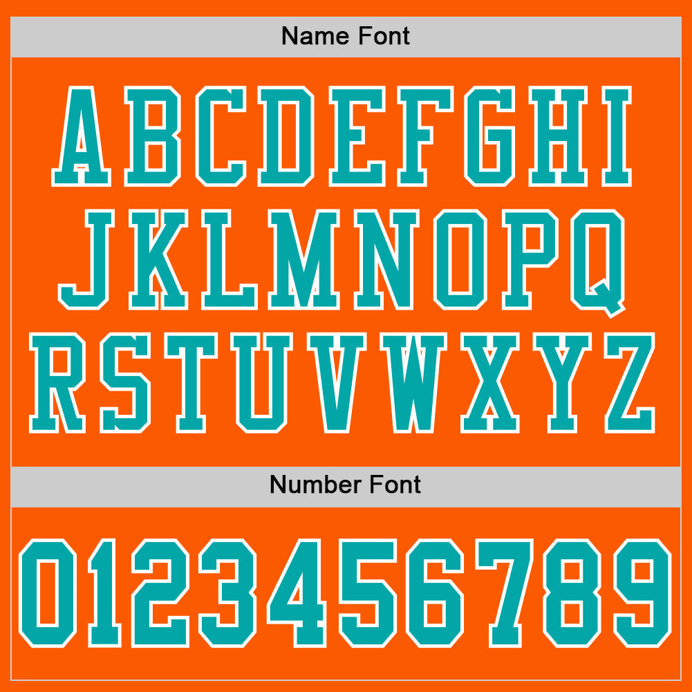 Custom Orange Aqua-White Mesh Authentic Football Jersey view 4