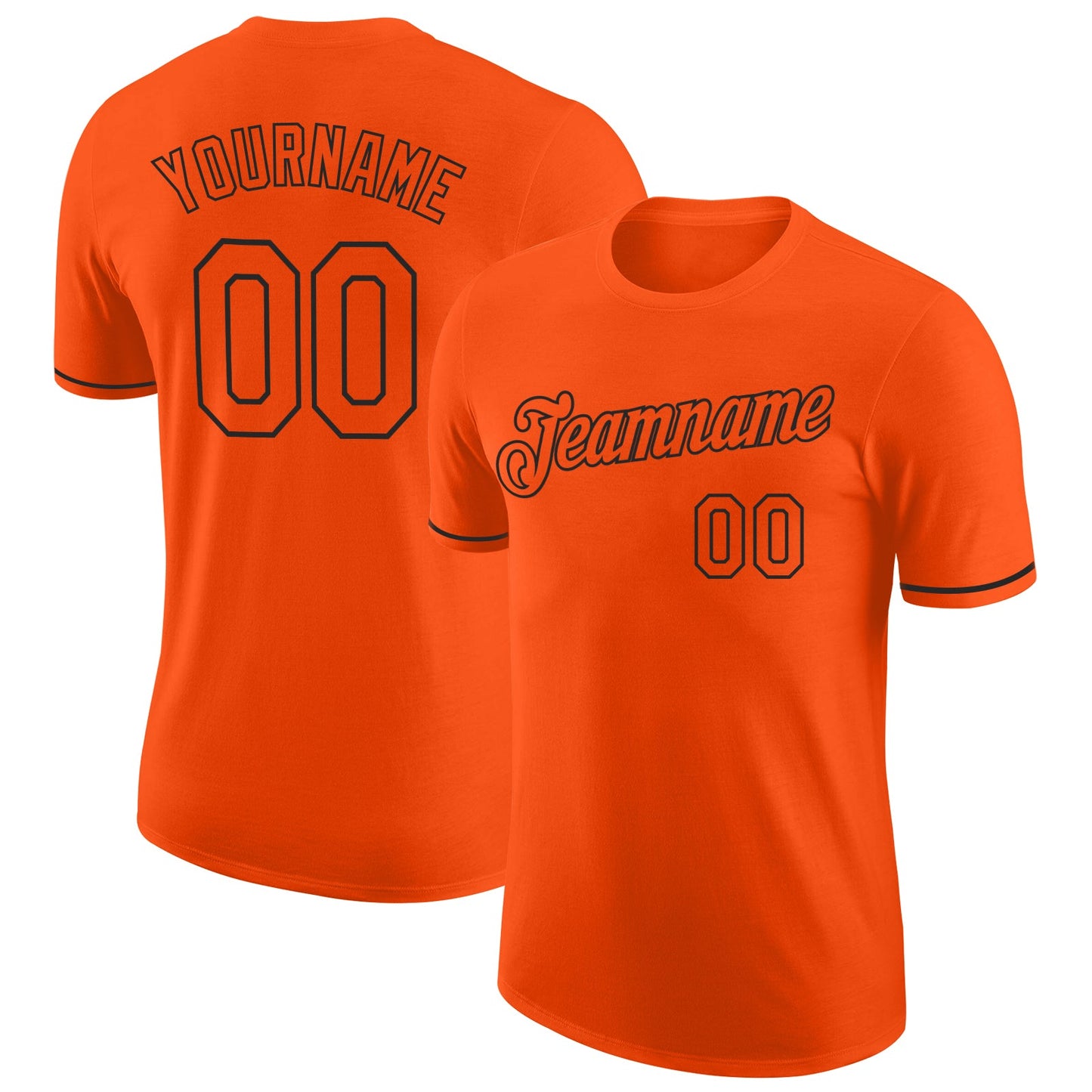 Custom Orange Orange-Black Performance T-Shirt - Main View