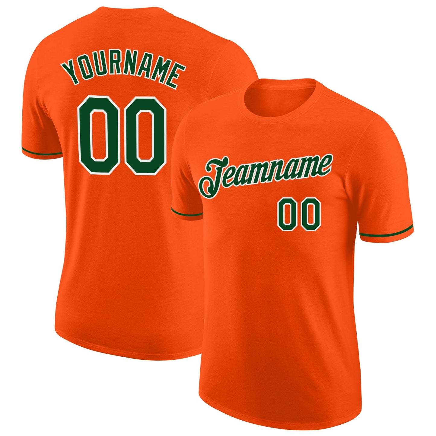 Custom Orange Green-White Performance T-Shirt - Main View