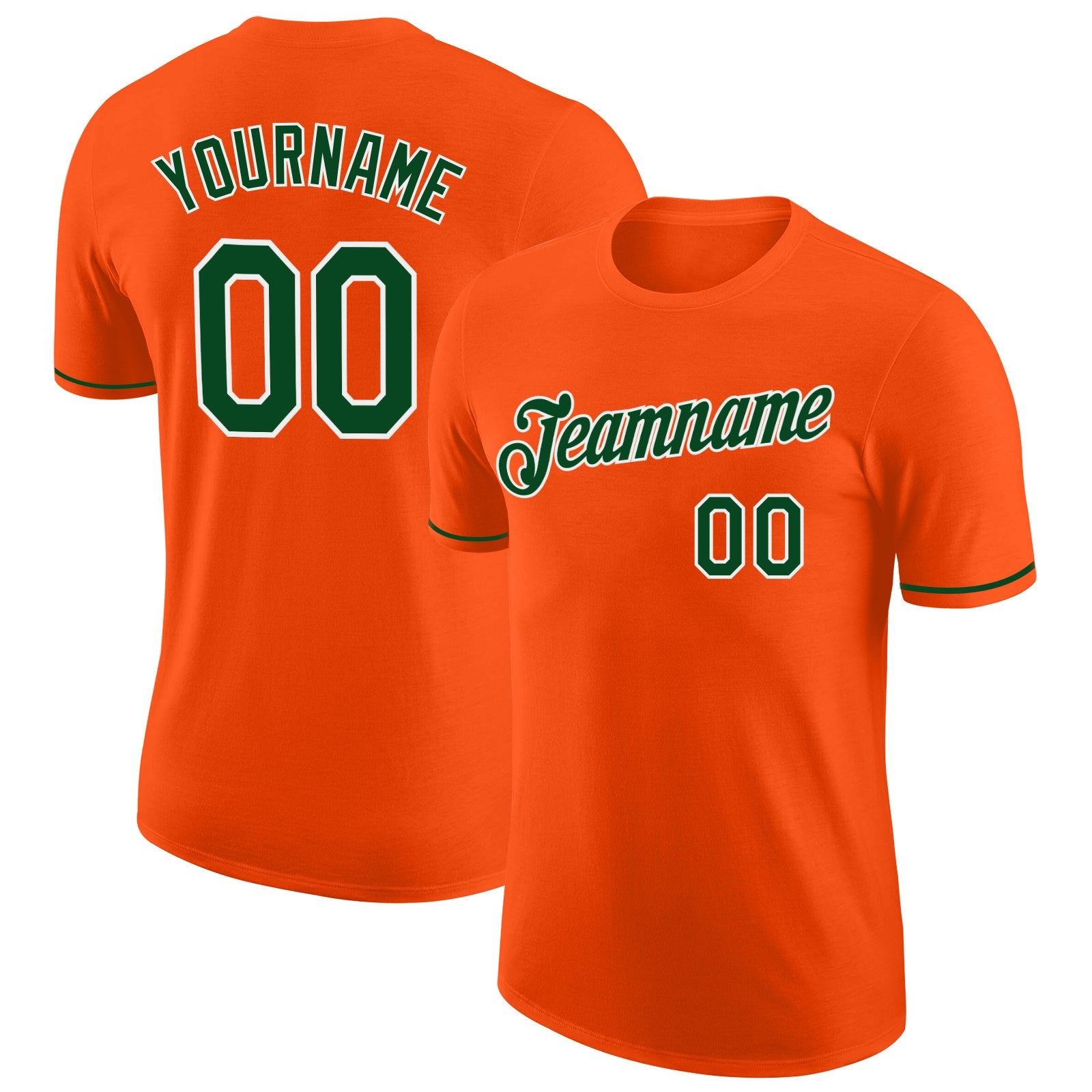 Custom Orange Green-White Performance T-Shirt - Main View