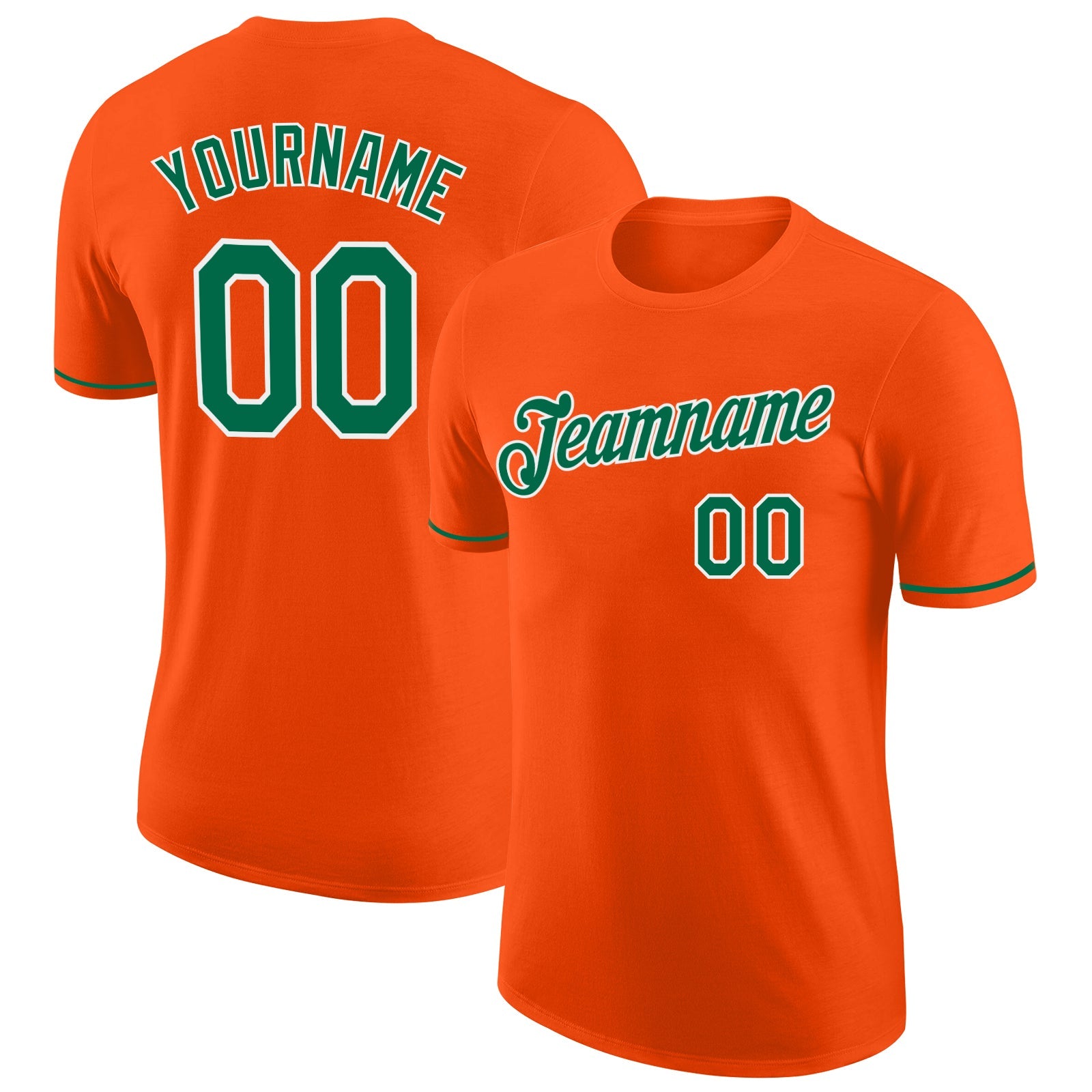 Custom Orange Kelly Green-White Performance T-Shirt - Main View
