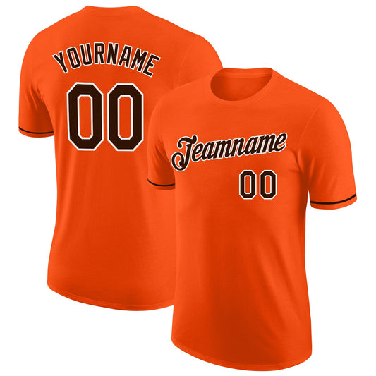 Custom Orange Brown-White Performance T-Shirt - Main View